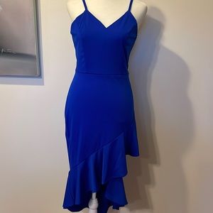 Royal blue poly spandex summer midi dress sml